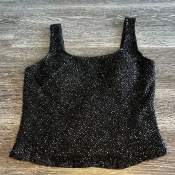 Vintage Cache Beaded 100% Silk Tank Top XS 90s Evening Party Top Embellished Y2K - Picture 2 of 10